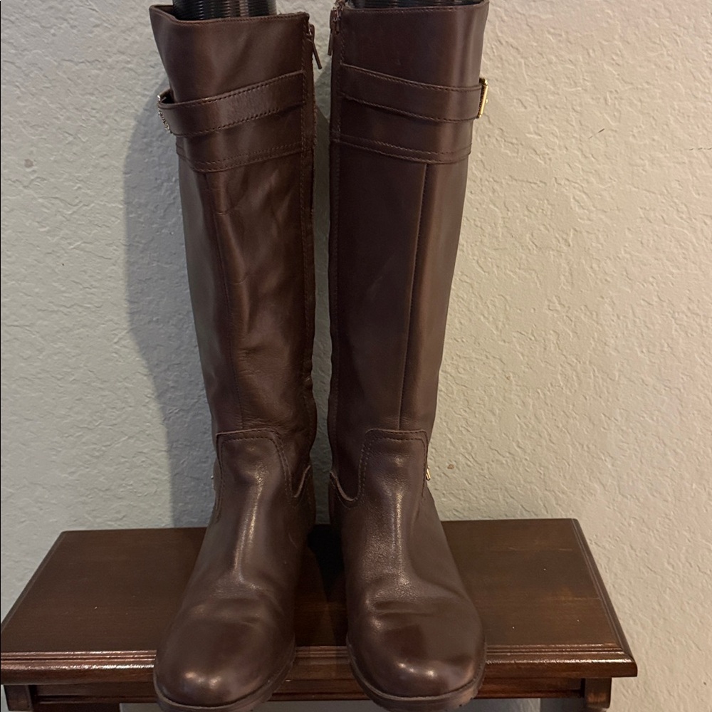 Ralph Lauren Brown Leather Simone Boots